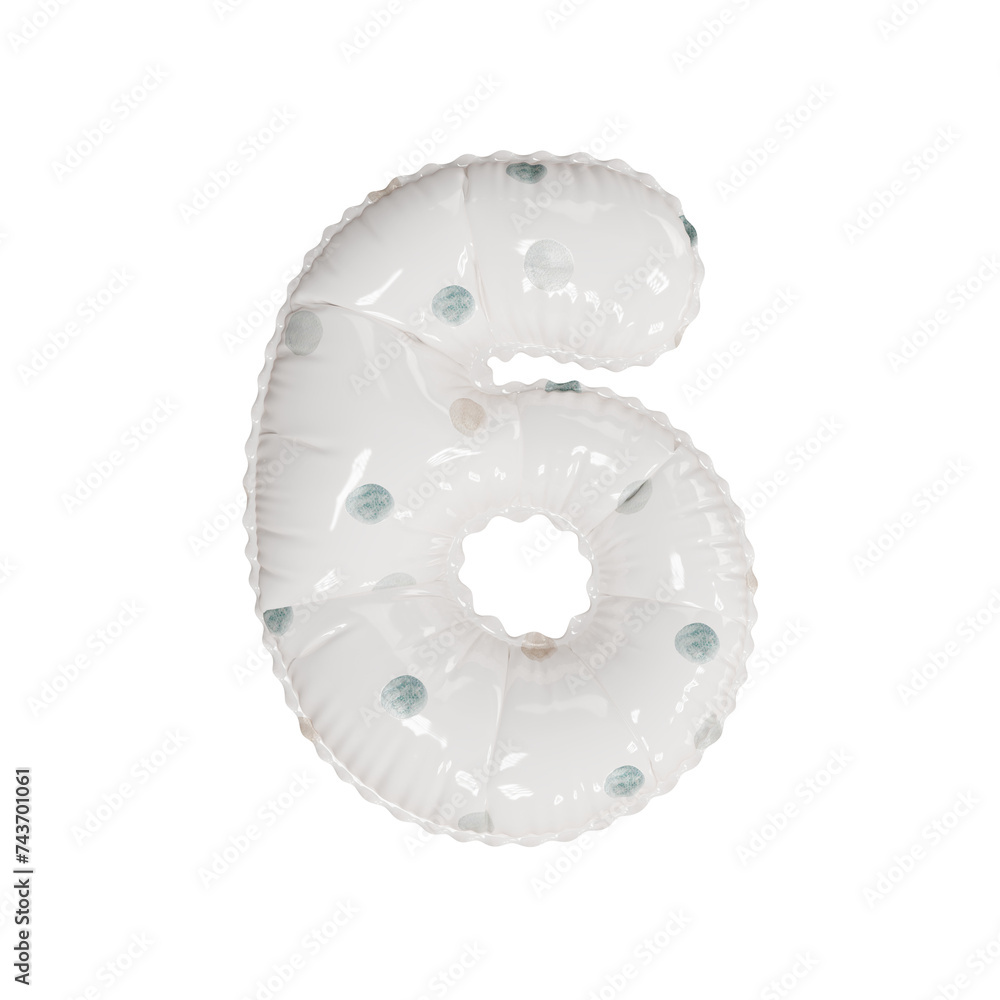 3D porcelain polka dot pattern helium balloon number 6 3D porcelain polka dot pattern helium balloon number 6
