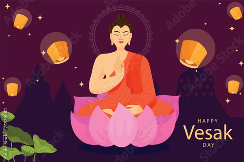 happy vesak day background illustration