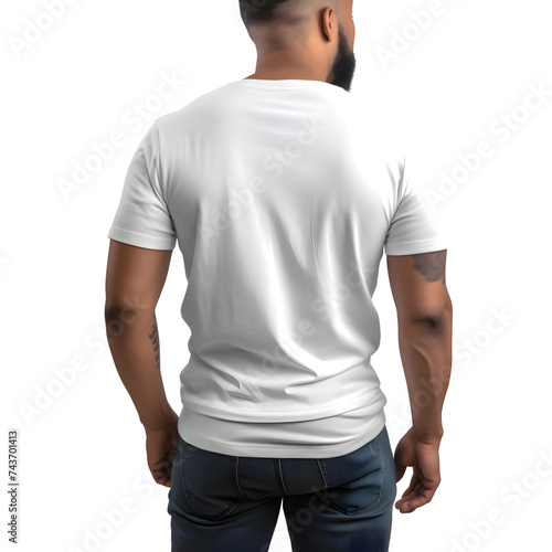 Man wearing blank white t shirt isolated on white background with clipping path