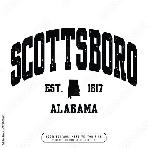 Scottsboro text effect vector. Editable college t-shirt design printable text effect vector photo