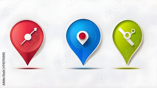Set of map pin location icons. Modern map markers .Vector illustration on a white background 