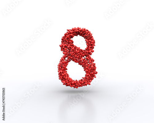 3d Render Red Heart Number 8 (ID: 743703863)