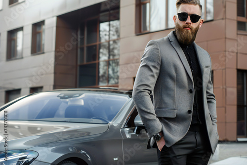 Wallpaper Mural Professional driver,  сhauffeur near luxury car closeup Torontodigital.ca