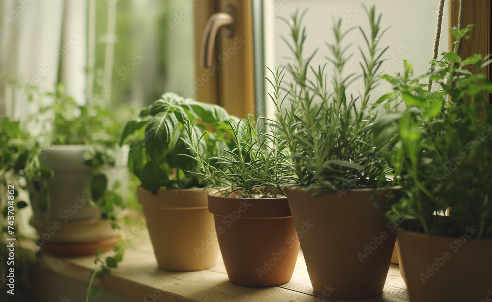 Herbal Oasis: Fragrant Potted Herbs in Your Eco-Friendly Home's Green Corner