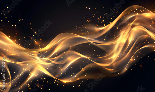 Abstract shiny color gold wave design element, flare light background,