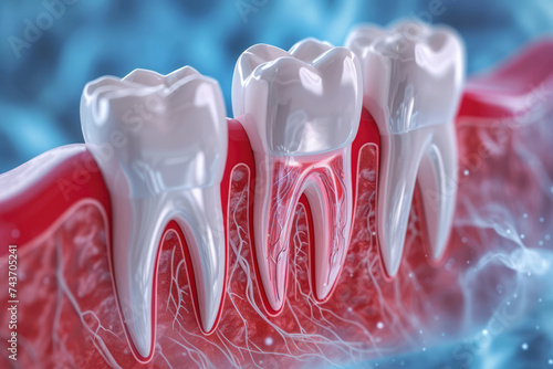 3D illustration of human tooth structure photo