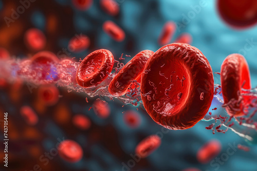 Blood Clot or thrombus blocking the red blood cells stream within an arter photo