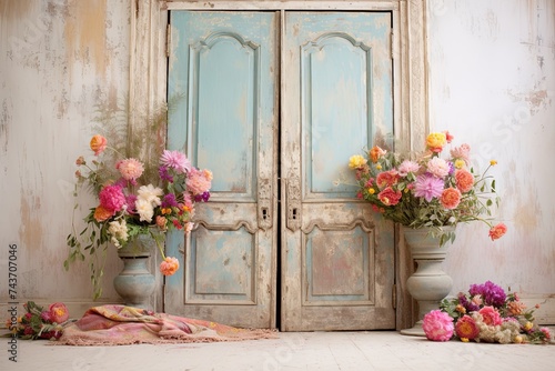 Antique Door Inspired Bohemian Chic Lounge in Pastel Door Hues