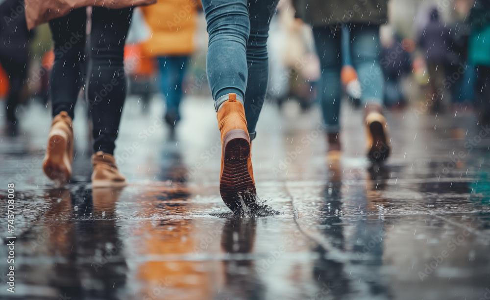 People walking in the rain. People walking in the rain.