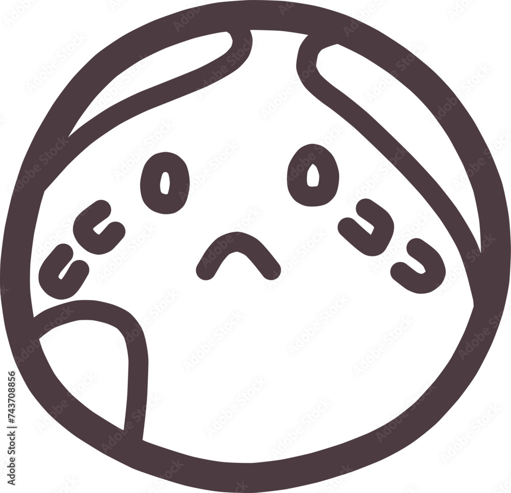 地球をかわいくデフォルメしたキャラクターが泣いているイラスト 地球をかわいくデフォルメしたキャラクターが泣いているイラスト