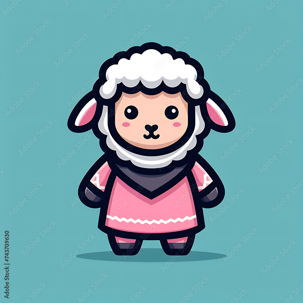 flat vector logo of a cute sheep flat vector logo of a cute sheep