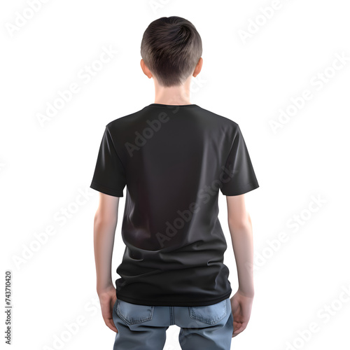 boy in black t shirt isolated on white background with clipping path