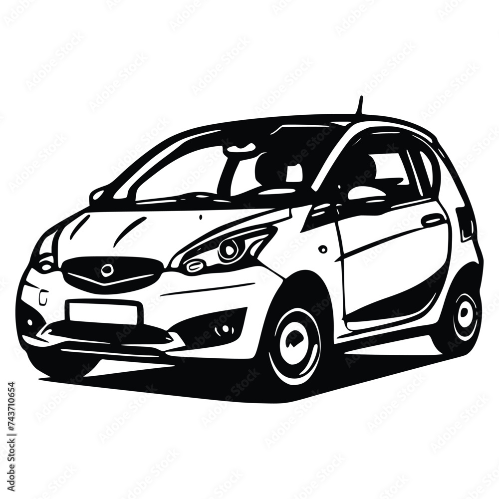 Black and white vector illustration of car