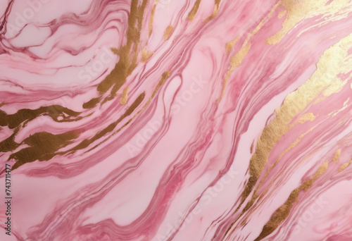 Pink marble pattern background with gold brushstrokes Place for your design