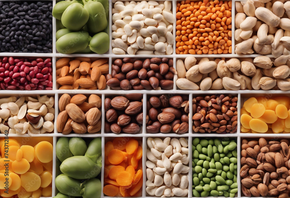 Sources of vegetable protein collection of various legumes and nuts Sources of vegetable protein collection of various legumes and nuts