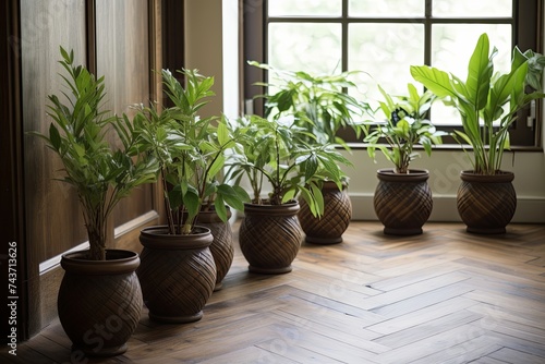 Herringbone Wooden Floor Patterns  House Indoor Green Pot Plants Merge