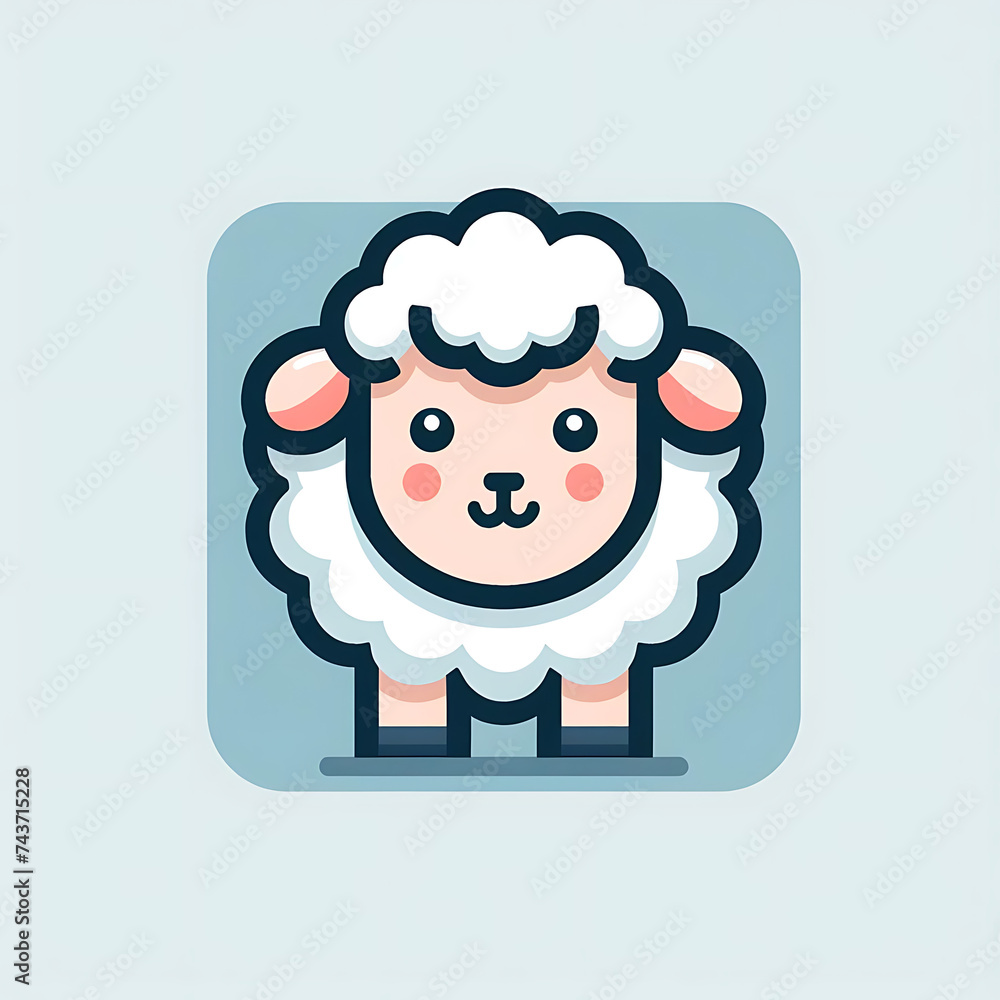 flat vector logo of a cute sheep	