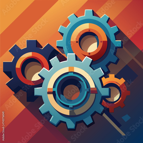 Detailed gears interlocking seamlessly. vektor illustation