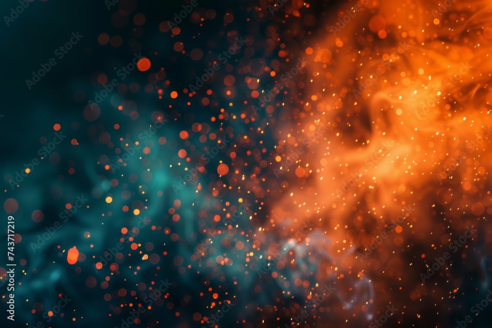 abstract spectacle of energy and movement is depicted through the dynamic interplay of fiery orange flames and cool teal smoke abstract spectacle of energy and movement is depicted through the dynamic interplay of fiery orange flames and cool teal smoke