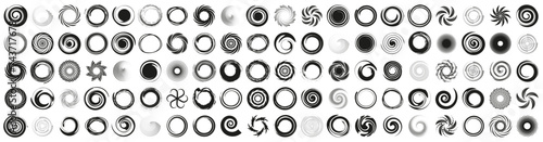 Black funnel collection. Set of circle swirl. Circle black funnel collection. Black funnel vortex icons. Hurricane and tornado symbol collection