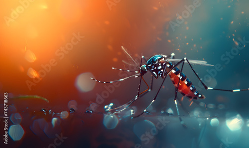 Macro photo shot of a mosquito with a blurred background, Close up, macro lens photography © NaLan
