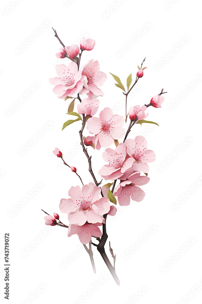 pink cherry blossom flower on white