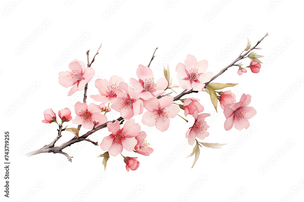 pink cherry blossom flower on white