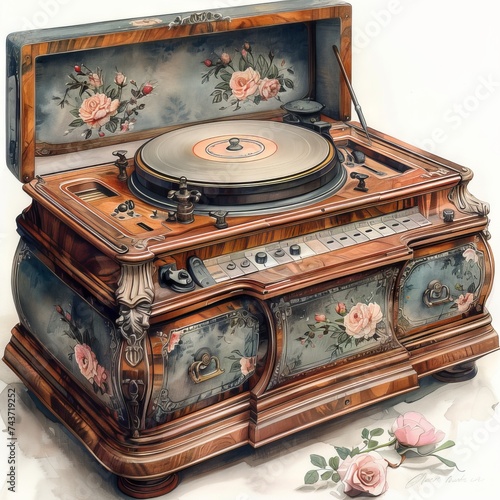  Retro vintage music box clipart