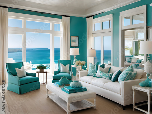 Seaside Sanctuary: Modern Coastal Living, Fabric Sofas Entrance