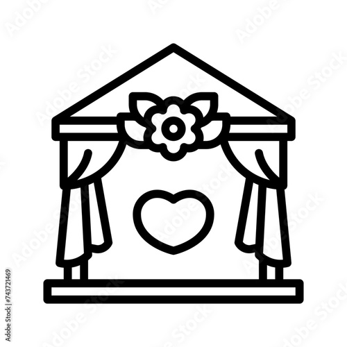 Wedding Hall icon set style collection in line, solid, flat, flat line style on white background