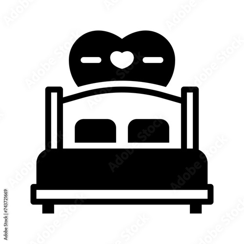 Romantic Bed icon set style collection in line, solid, flat, flat line style on white background
