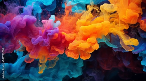 Rainbow colored ink in water background