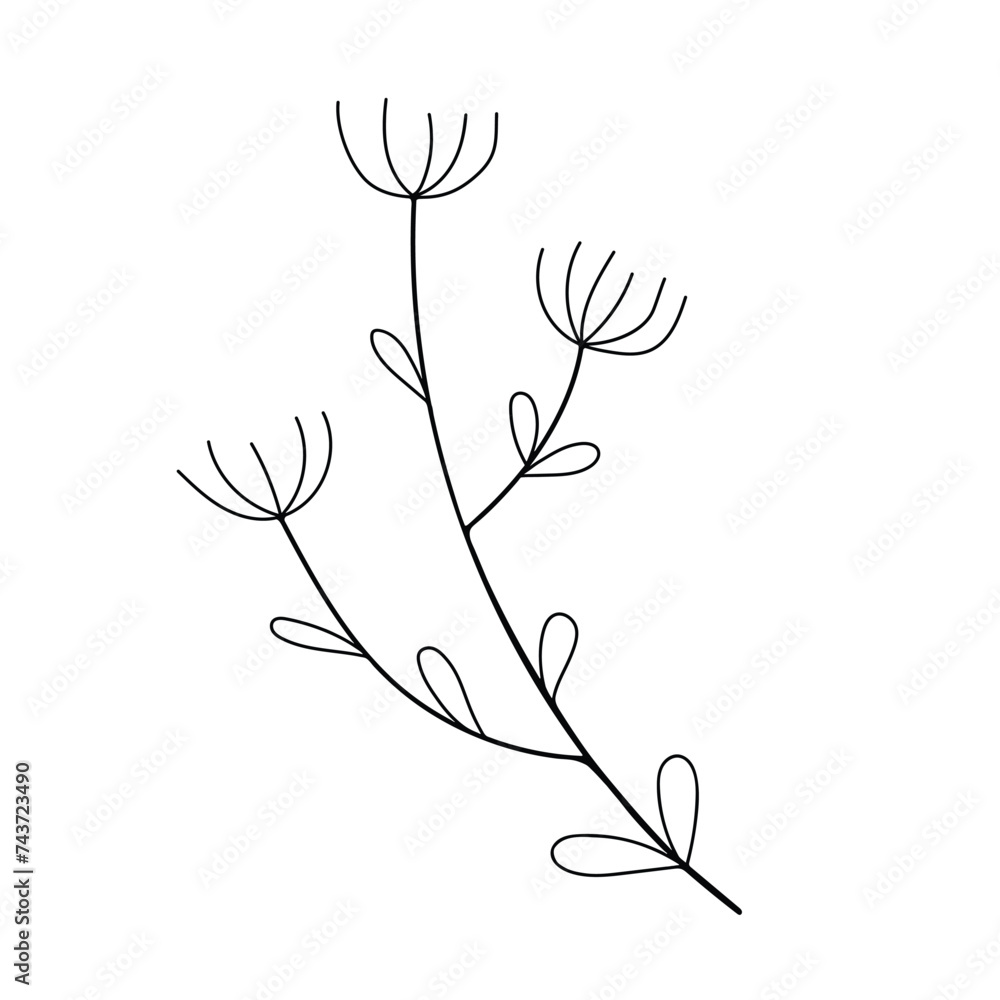 Hand sketched floral design element