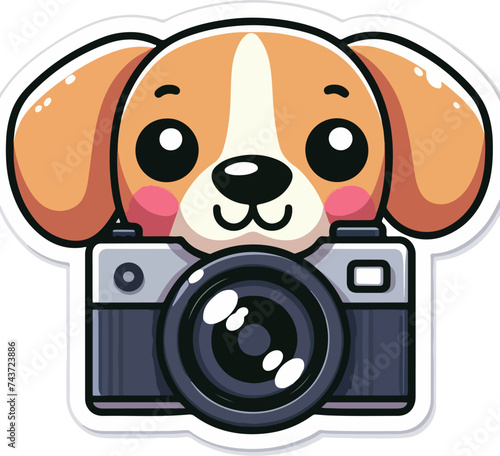 puppy with a camera T shirt Design
