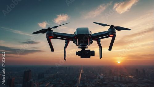Flying Smart drone, generative AI.