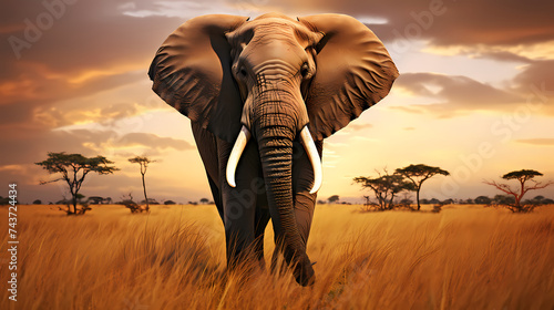 Portrait of elephant in close-up macro photography on dark background © jiejie
