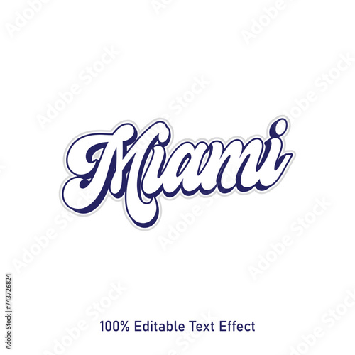 Miami text effect vector. Editable college t-shirt design printable text effect vector. 3d text effect vector.