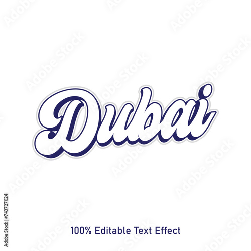 Dubai text effect vector. Editable college t-shirt design printable text effect vector. 3d text effect vector.