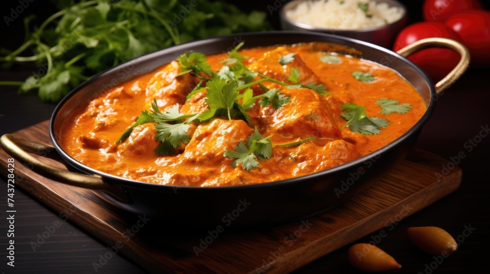 Tasty butter chicken curry dish from Indian cuisine