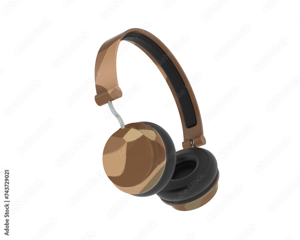 Headphones isolated on background. 3d rendering - illustration Headphones isolated on background. 3d rendering - illustration