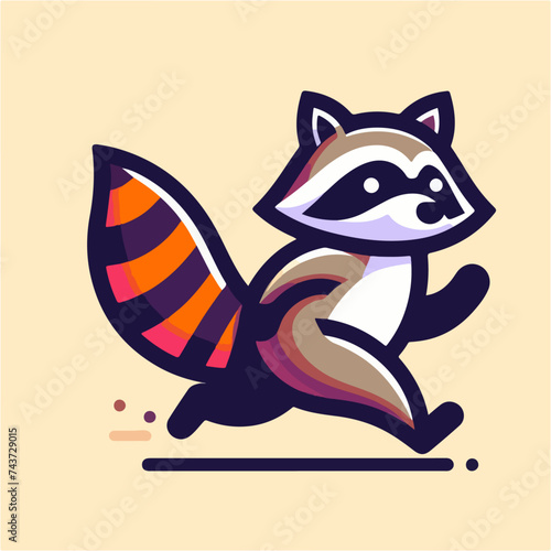 flat vector logo of raccoon , flat logo of raccoon , flat vector logo of cute raccoon