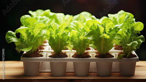 Fresh Organic Lettuce in Smart Farming Greenhouse Hydroponic System. Health Food, Earth Day Concept