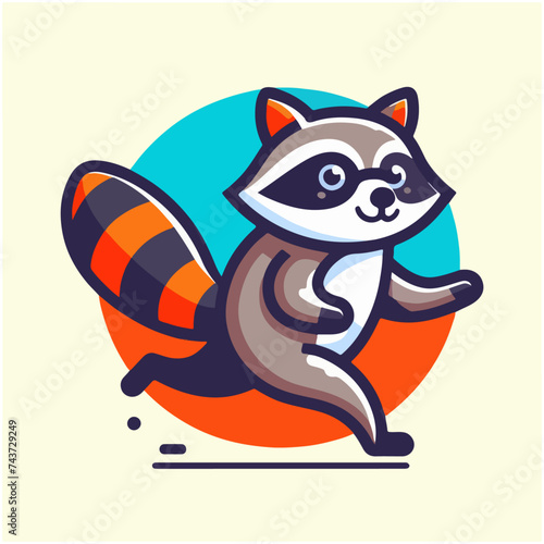 flat vector logo of raccoon , flat logo of raccoon , flat vector logo of cute raccoon