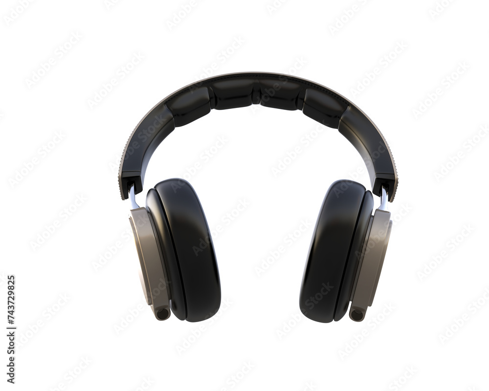 Headphones isolated on background. 3d rendering - illustration Headphones isolated on background. 3d rendering - illustration