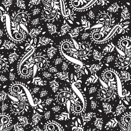 paisley pattern with flowers. Design for ribbon, textile, wallpaper, wrapping paper. Seamless Textile Background. Vector