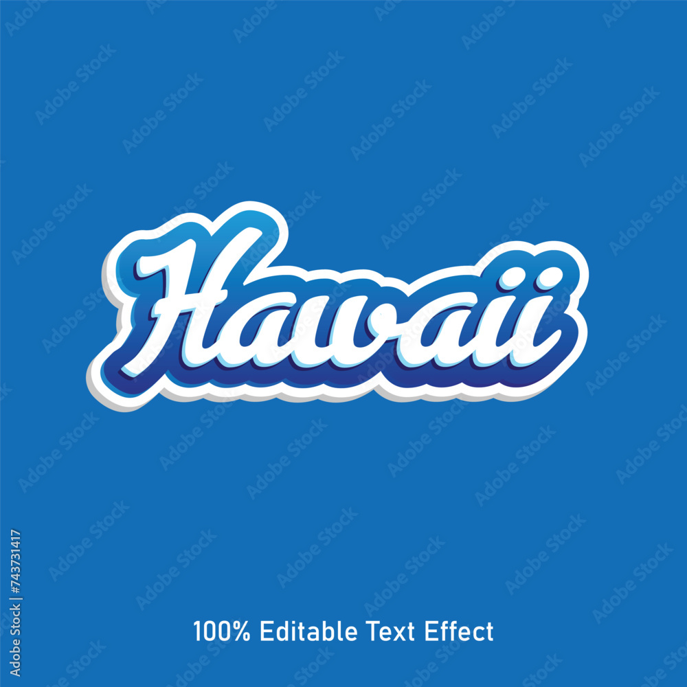 Hawaii text effect vector. Editable college t-shirt design printable text effect vector. 3d text effect vector.