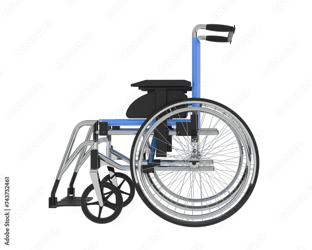 Wheelchair isolated on background. 3d rendering - illustration Wheelchair isolated on background. 3d rendering - illustration