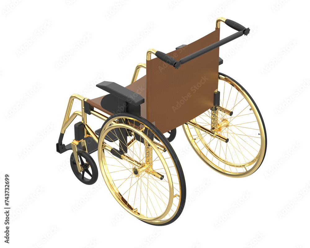 Fototapeta premium Wheelchair isolated on background. 3d rendering - illustration