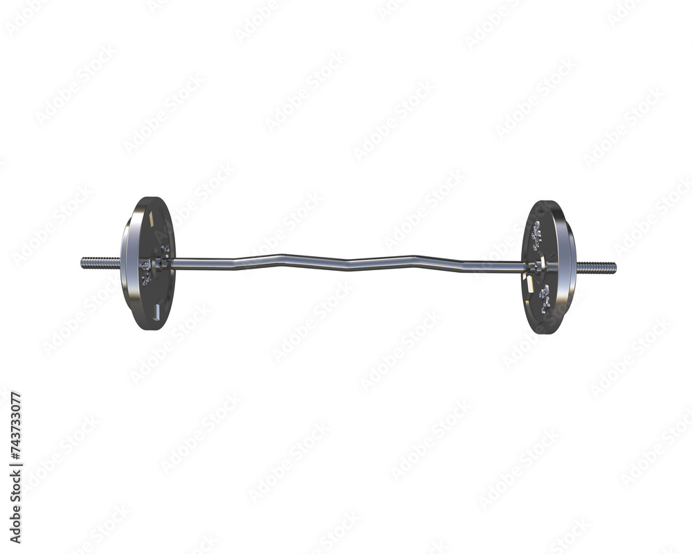 Curved barbell isolated on background. 3d rendering - illustration Curved barbell isolated on background. 3d rendering - illustration