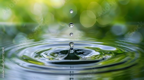 drop of water on green background